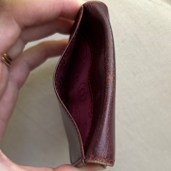 Cartier Burgundy Leather Coin Purse Snap Pouch with COA - Picture 8 of 13